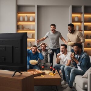 Guys watching sports on TV